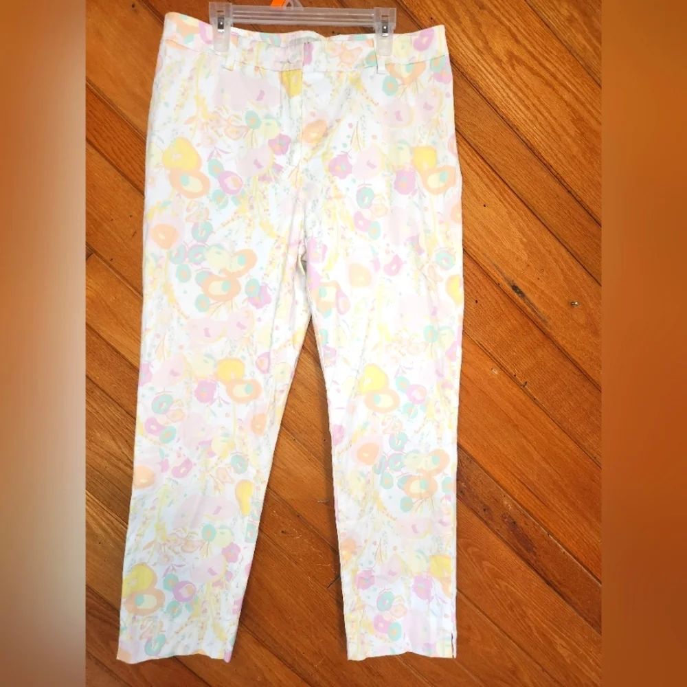 Talbots the perfect crop pastel floral print pants size 31 waist